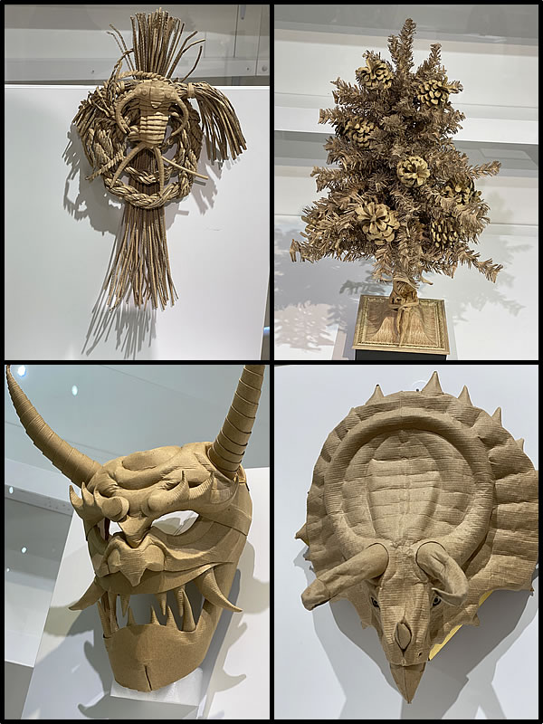 ダンボールアートの作品 ツリーやお面