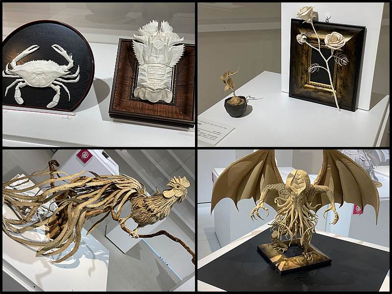 ダンボールアートの作品 とりやバラ