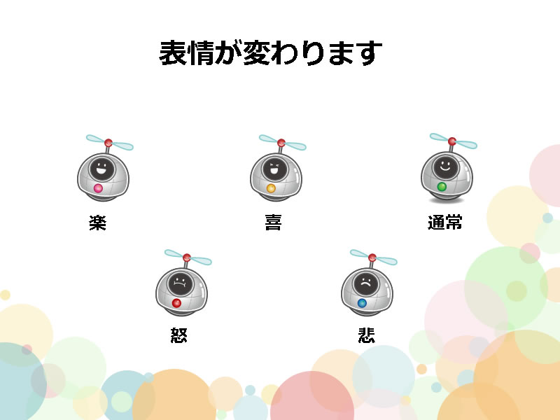 球体Qちゃんの表情が変化するイラスト