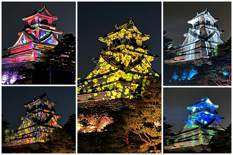 プロジェクションマッピングで彩られた高知城