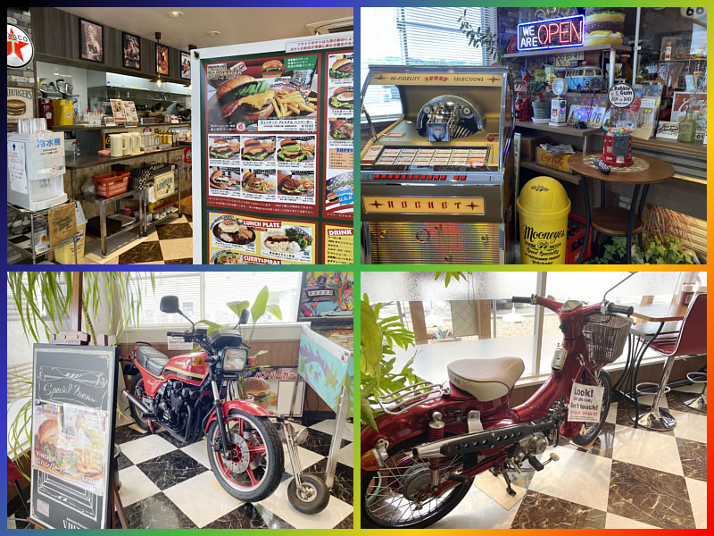 ライダーズカフェヴィンテージの店内にディスプレイの写真