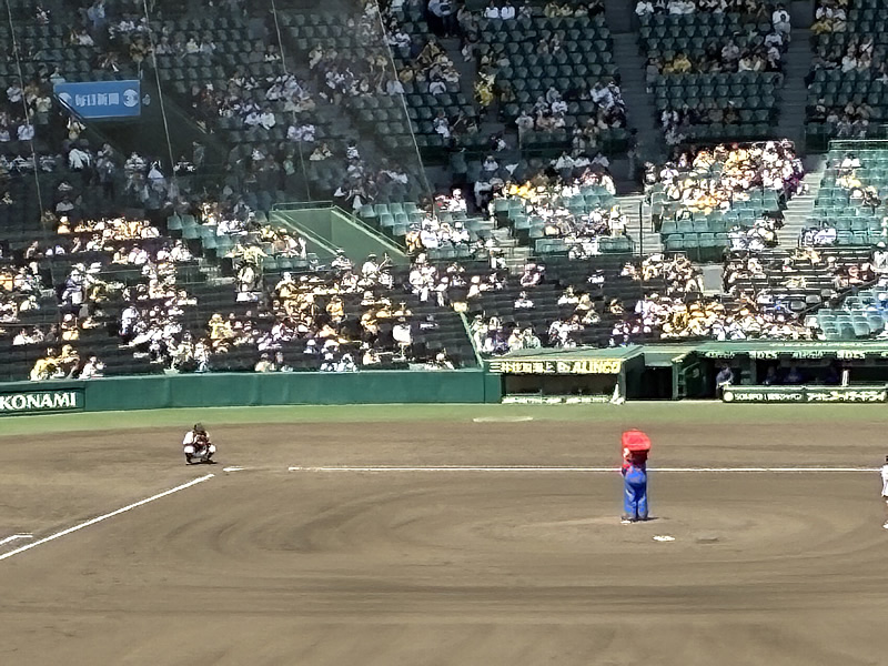 スーパーマリオブラザーズ40周年 プロ野球12球団コラボ マリオ 始球式 甲子園
