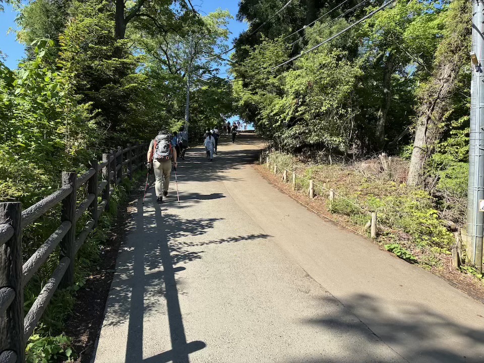 山頂へと続く綺麗に舗装された道